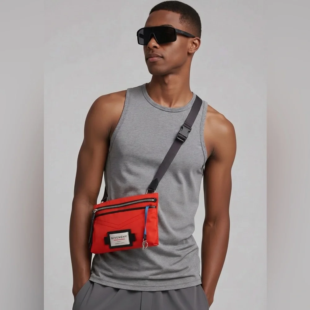 NWT Givenchy Red Downtown Flat Crossbody Bag Men’s Authentic